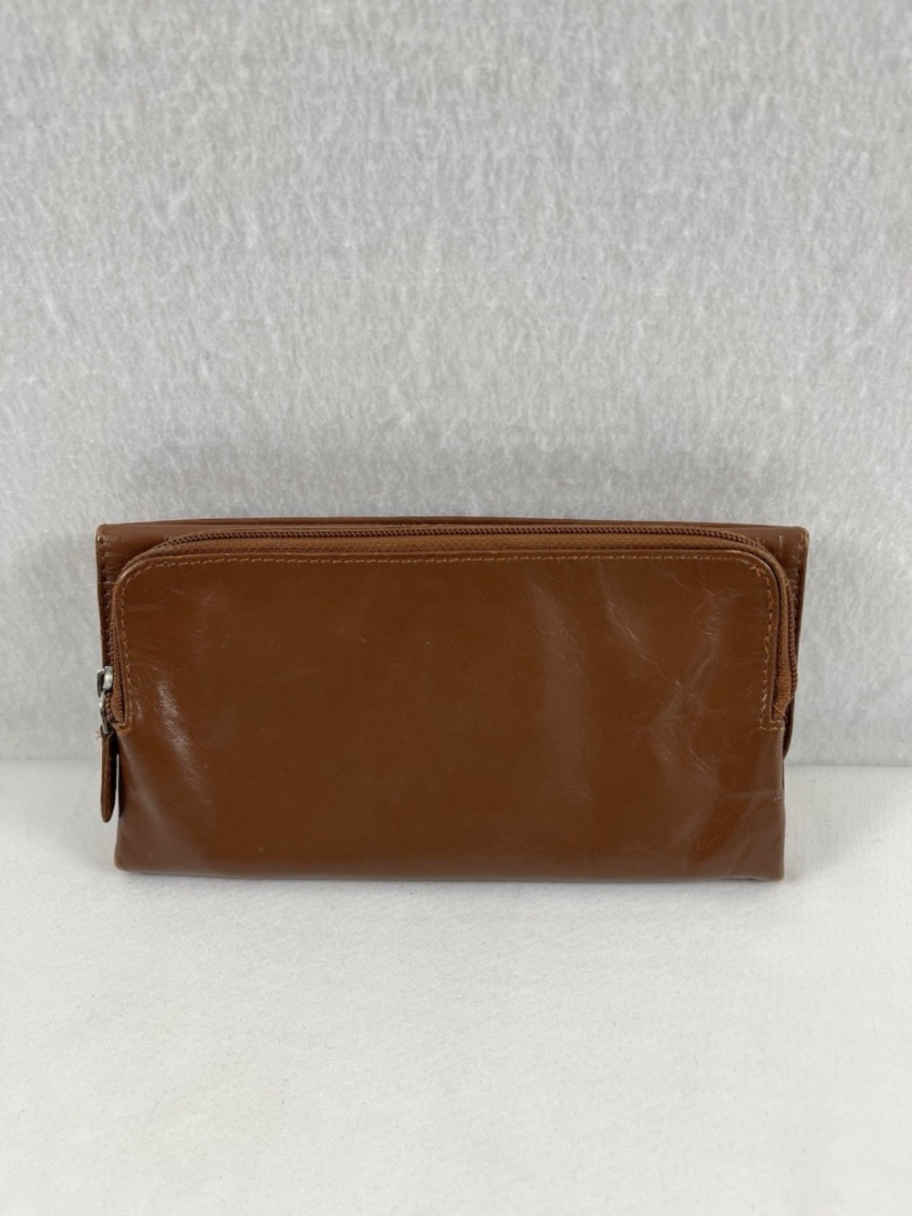 VTG Hobo International Cognac Brown Leather Trifold Continental Organizer Wallet - Picture 2 of 9